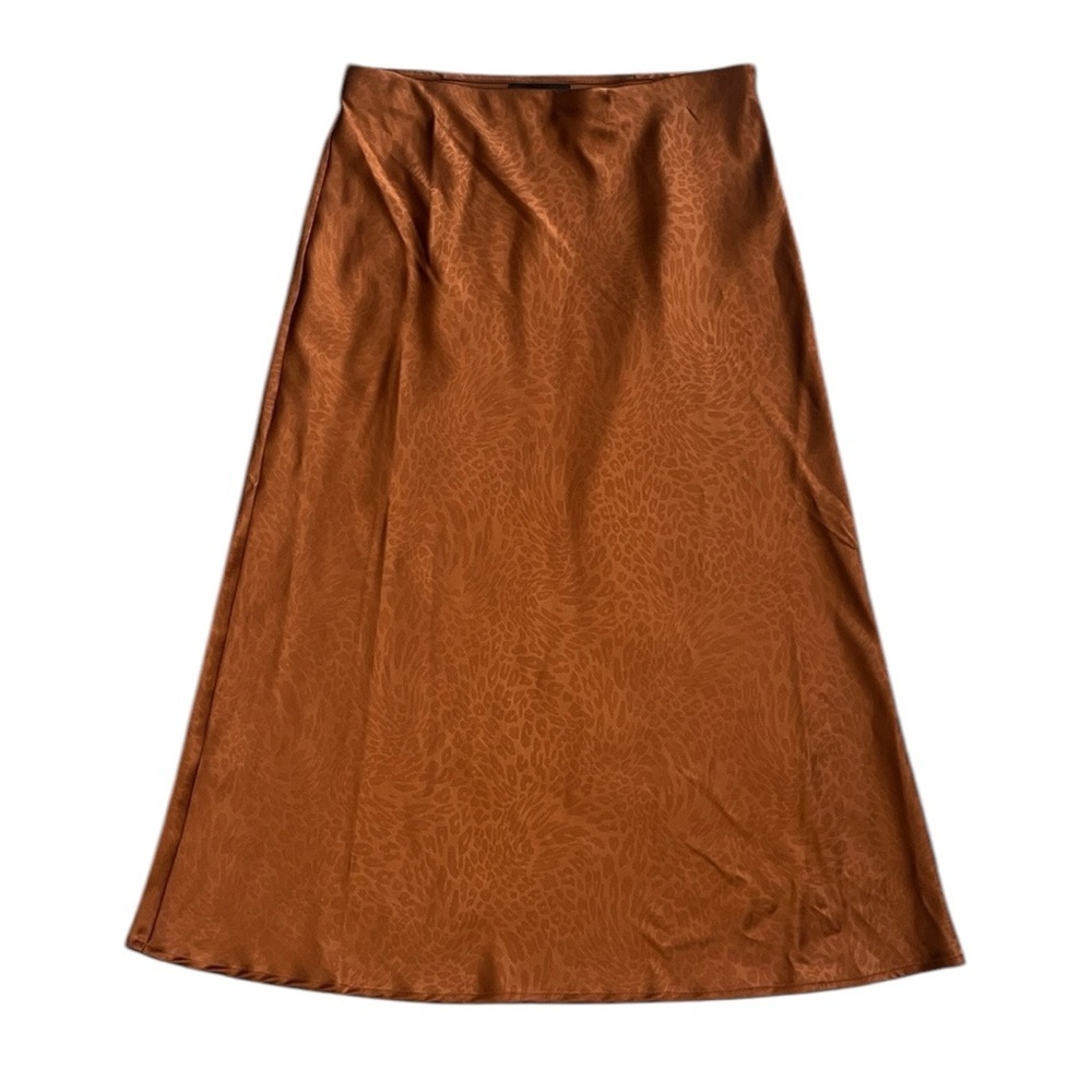 Rachel Zoe Satin Midi Textures Animal Pattern Skirt Size 6 - Picture 2 of 9